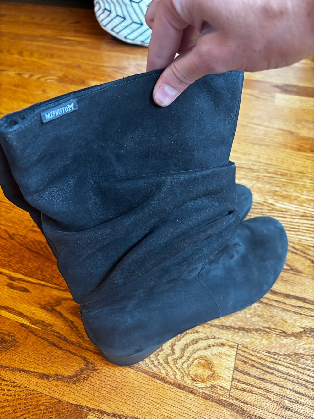 Mephisto Black Suede Slouch Boots - Size 11